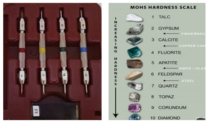 اختبار مقاومة الخدش بمقياس صلابة موهس 